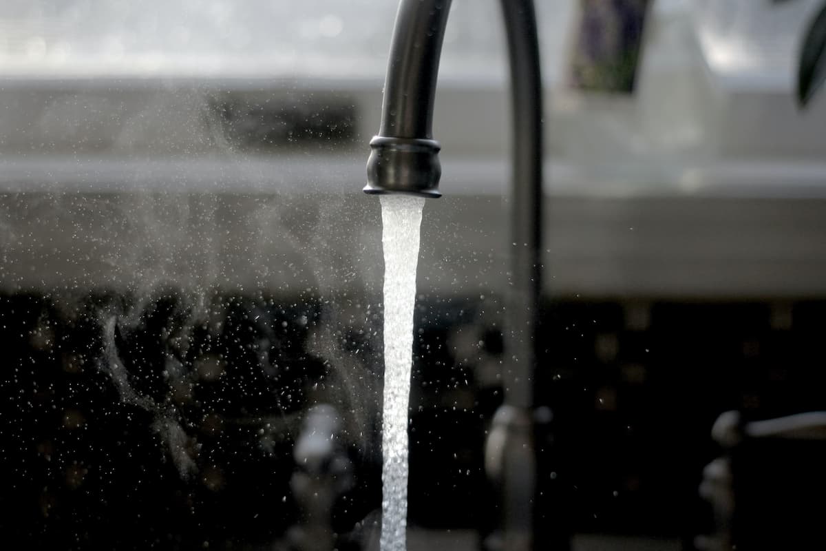 Faucet with water running out