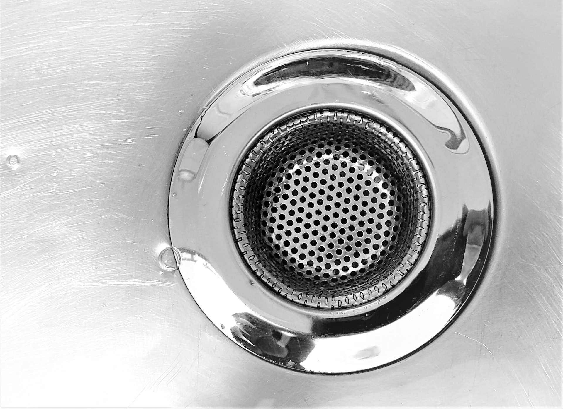 Silver drain in a sink